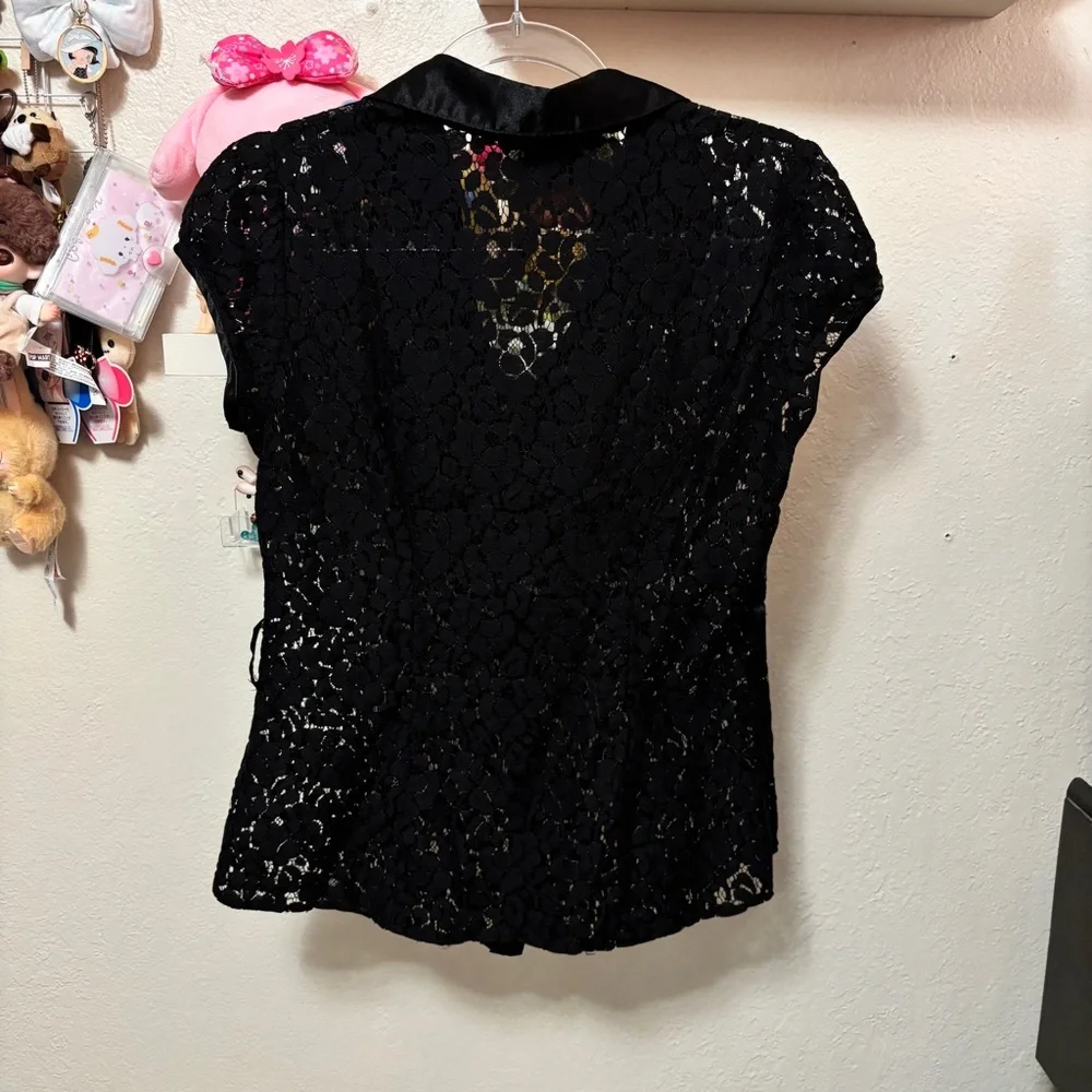 Heart Soul Black Lace Button Up Top Size Large - Picture 5 of 5